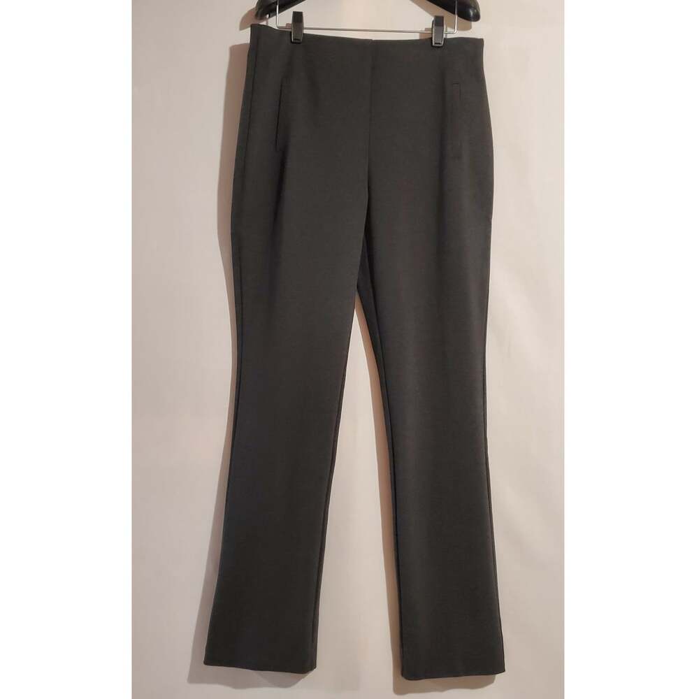 Chicos Ponte Stretch Pull-On Straight Leg High Rise Pants Size 1 M 8 Gray Career